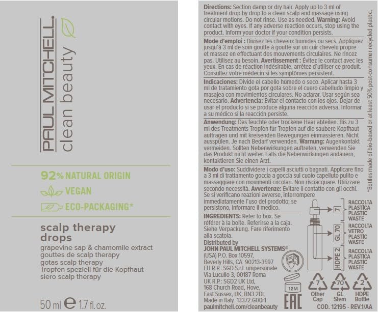 Paul Mitchell Clean Beauty Scalp Therapy Drops – Ultra-Light Scalp Serum for All Hair Types