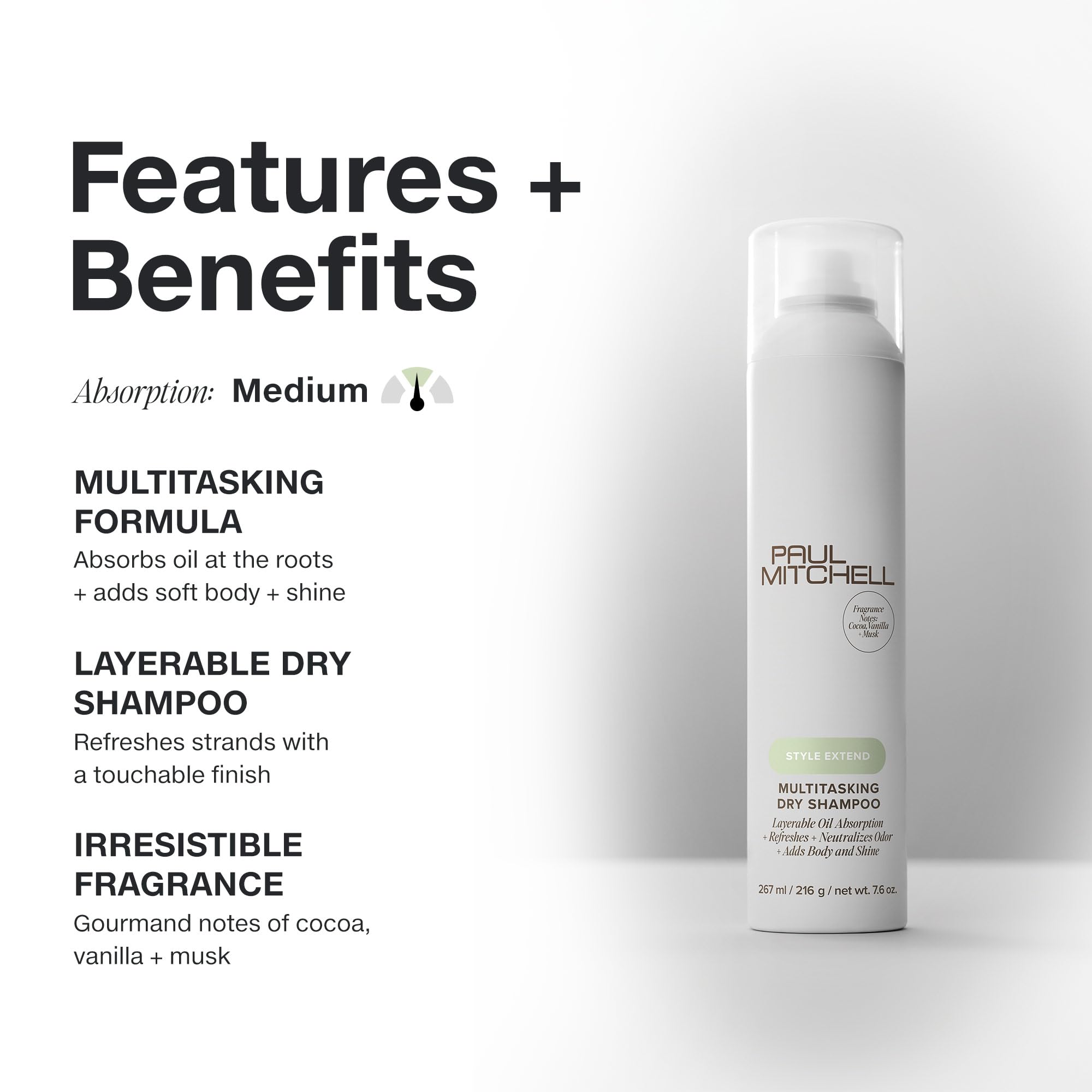 Paul Mitchell Multitasking Dry Shampoo – Refreshes Hair, Adds Body, All Hair Types (7.6 oz)