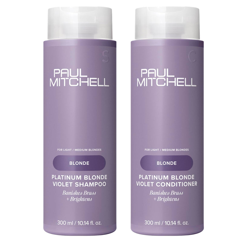 Paul Mitchell Platinum Blonde Gift Set - Purple Shampoo & Conditioner for Brassy Hair
