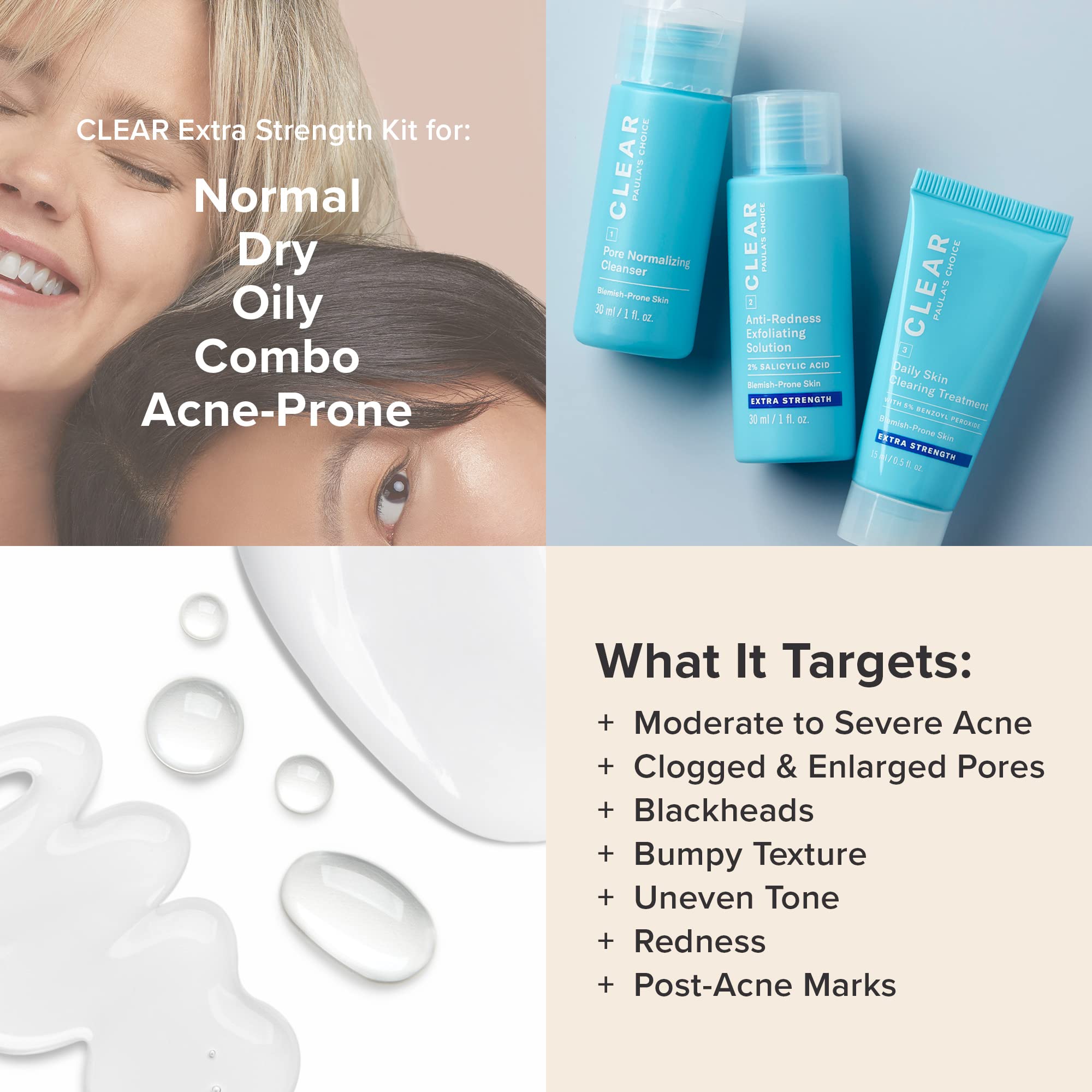 Paula's Choice CLEAR Extra Strength Acne Travel Kit — 2% Salicylic Acid & 5% Benzoyl Peroxide, Two-Week Trial Size