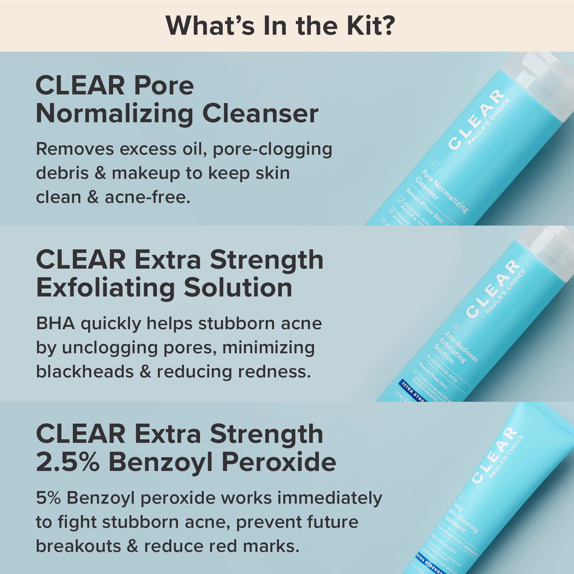 Paula's Choice CLEAR Extra Strength Acne Kit — 2% Salicylic Acid + 5% Benzoyl Peroxide