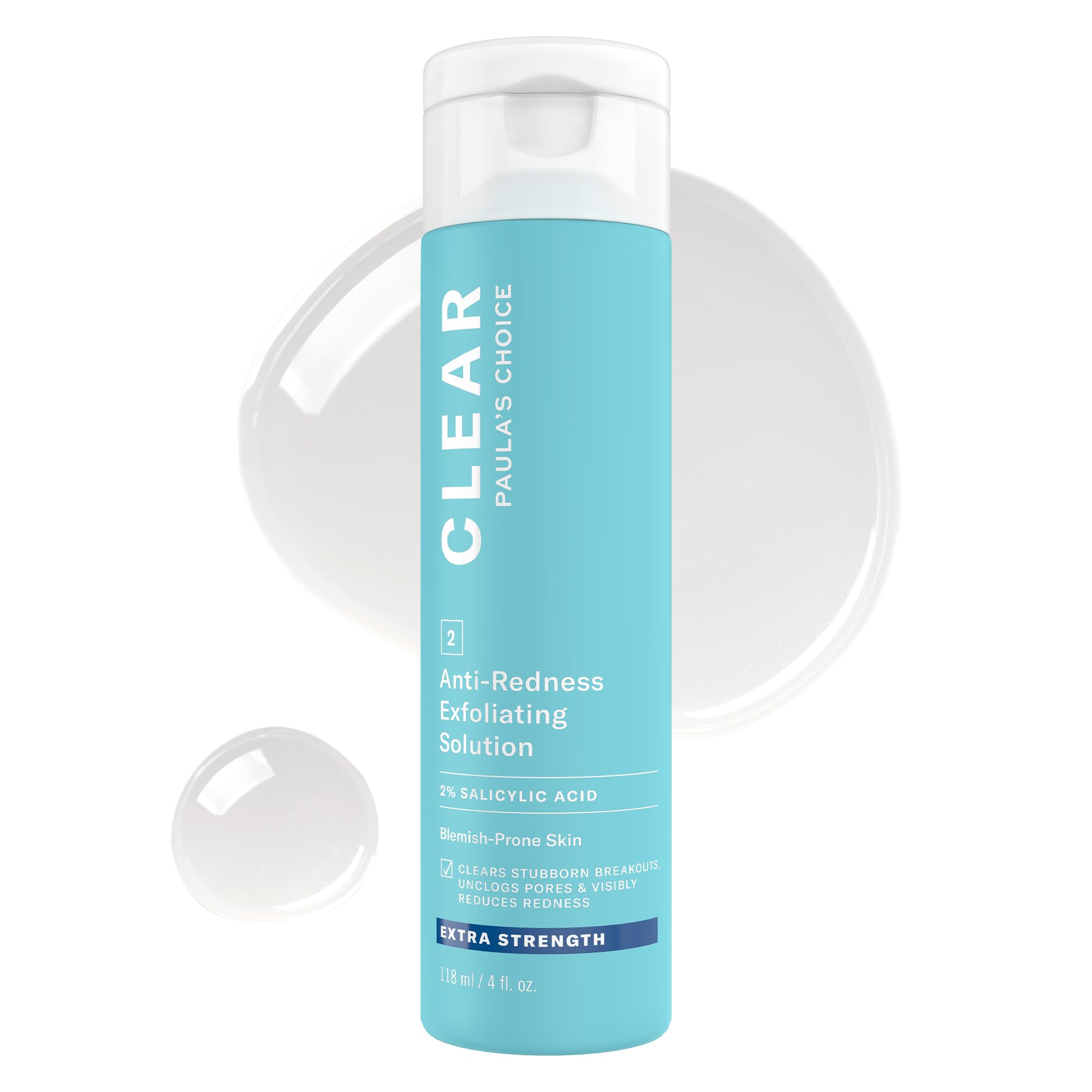 Paula's Choice CLEAR Extra Strength Exfoliator – 2% Salicylic Acid (BHA) for Acne & Redness Relief, 4 oz