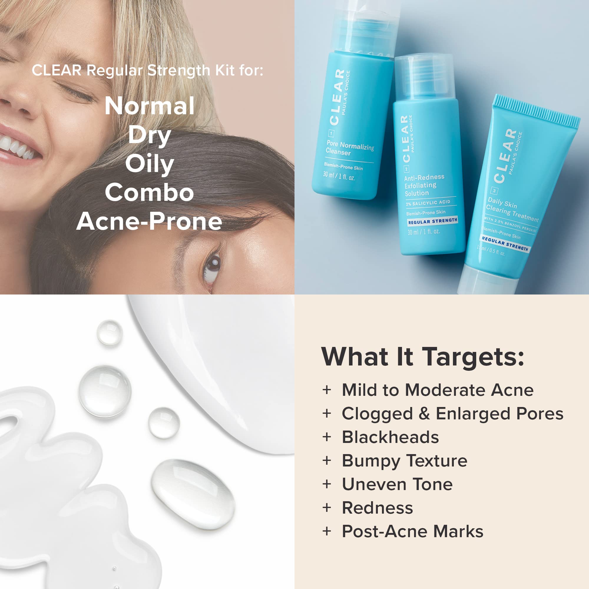 Paula's Choice CLEAR Regular Strength Acne Travel Kit – 2% SA & 2.5% BP (2-Week Trial)