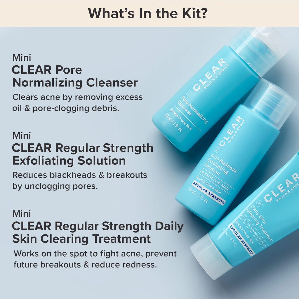 Paula's Choice CLEAR Regular Strength Acne Travel Kit – 2% SA & 2.5% BP (2-Week Trial)