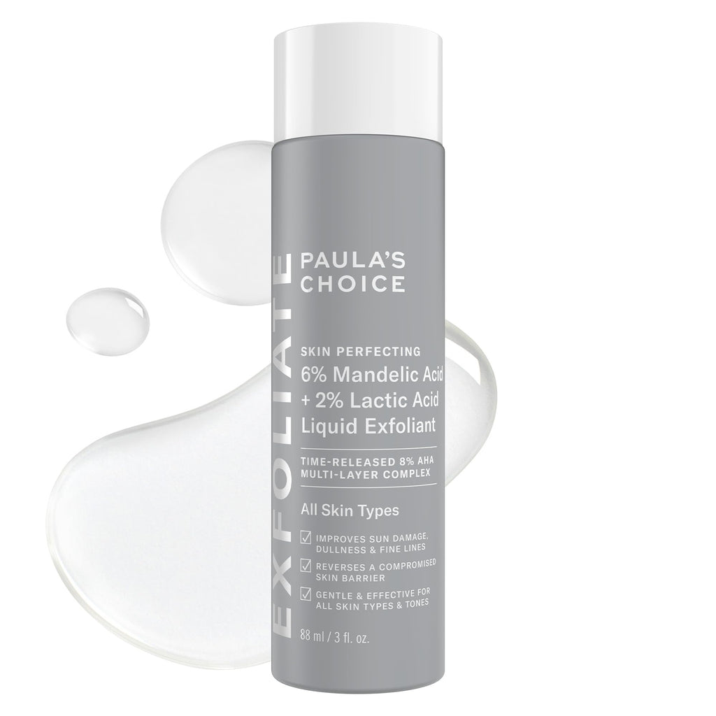 Paula’s Choice 6% Mandelic + 2% Lactic Acid Exfoliant – Gentle Daily AHA for Discoloration & Texture (Fragrance-Free) 3 fl oz