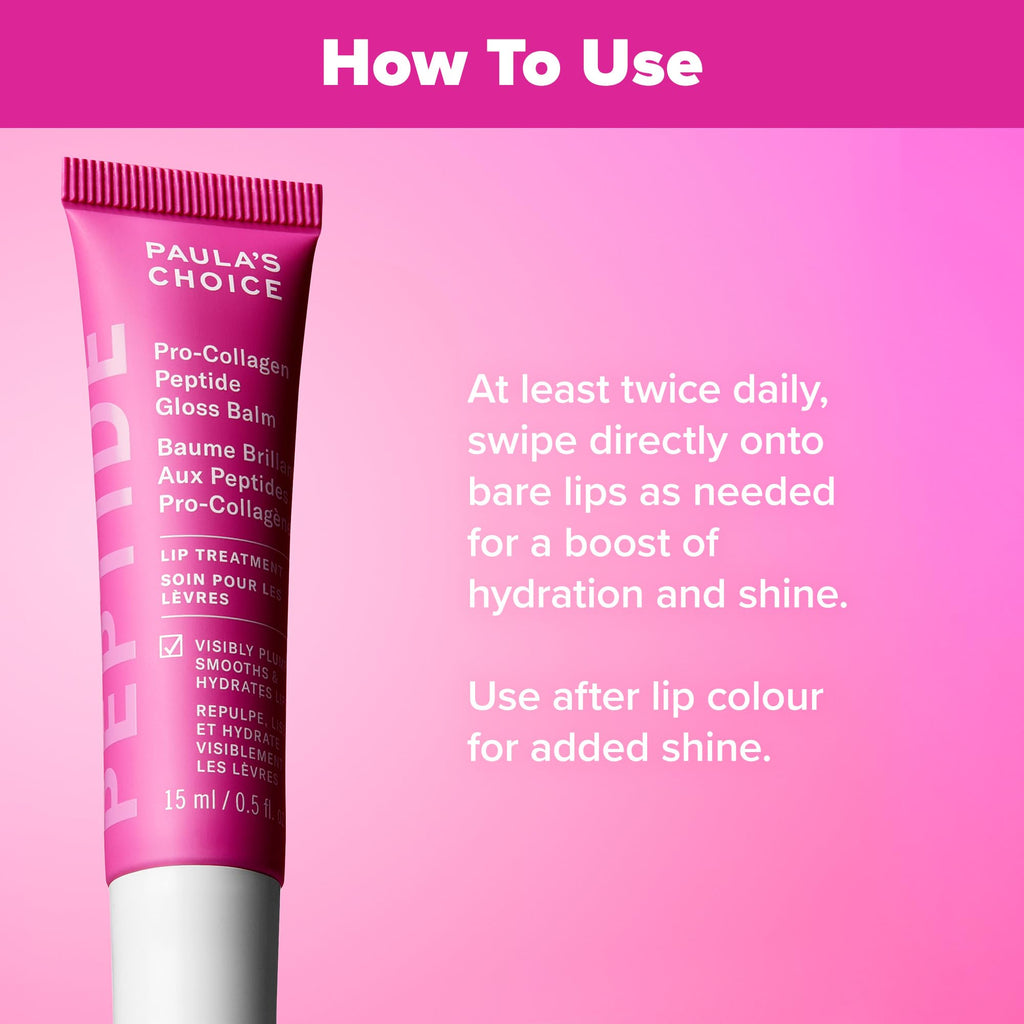 Paula's Choice Pro-Collagen Peptide Gloss Lip Balm – Hydrates, Smooths & Sheer Gloss for Fuller Lips | Cruelty-Free 0.5 oz