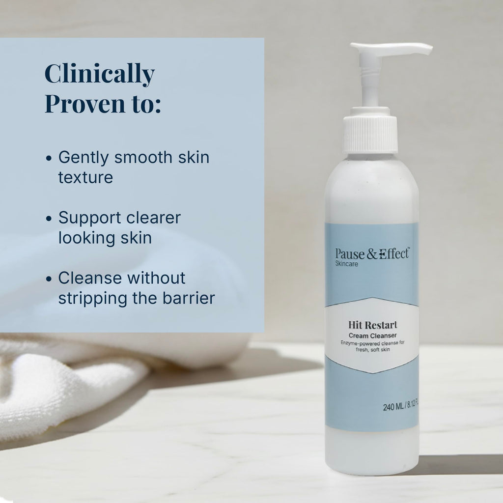 Pause & Effect Gentle Enzyme Cleanser for Menopausal Skin – Hydrating Makeup and Sunscreen Removal with Green Tea