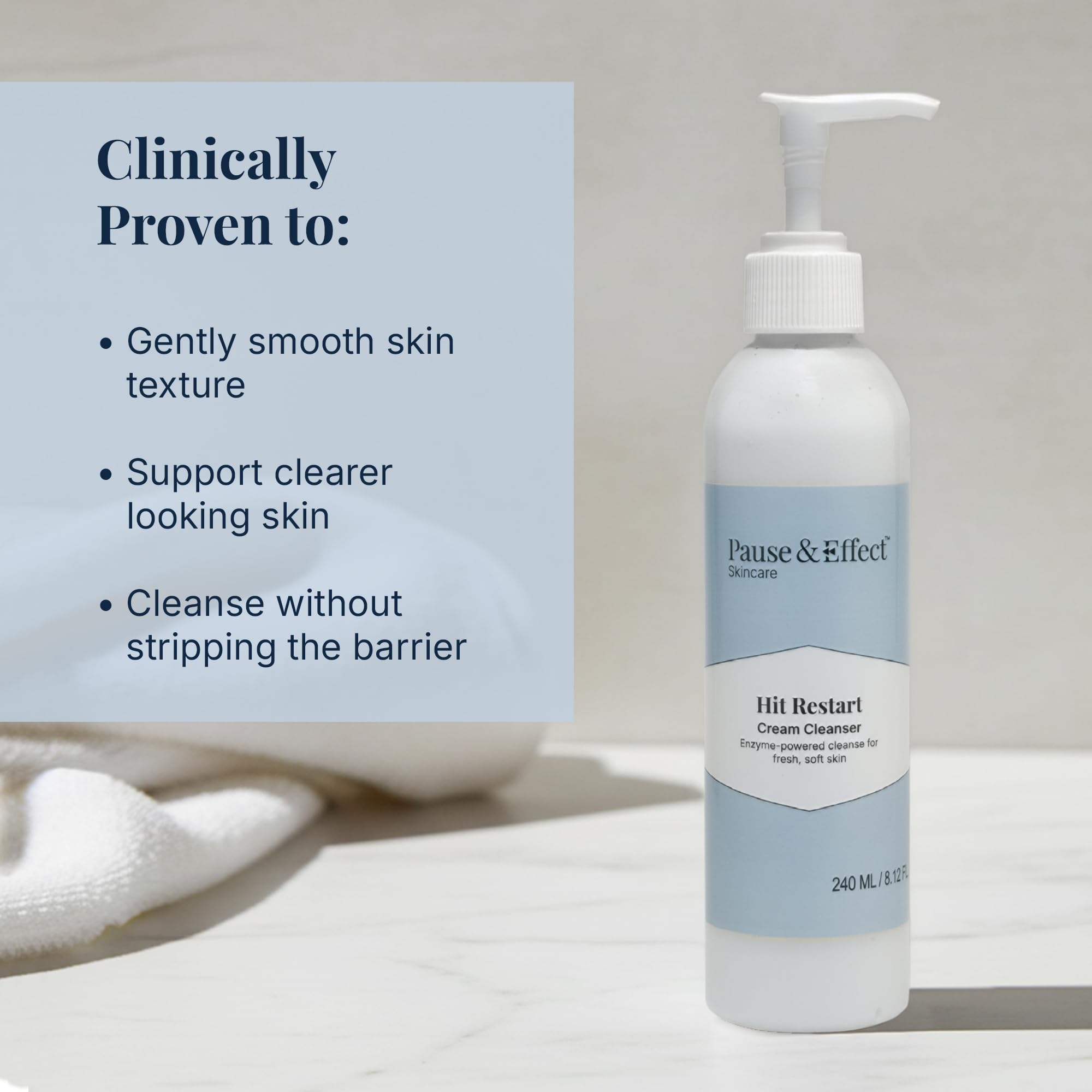 Pause & Effect Gentle Enzyme Cleanser for Menopausal Skin – Hydrating Makeup and Sunscreen Removal with Green Tea