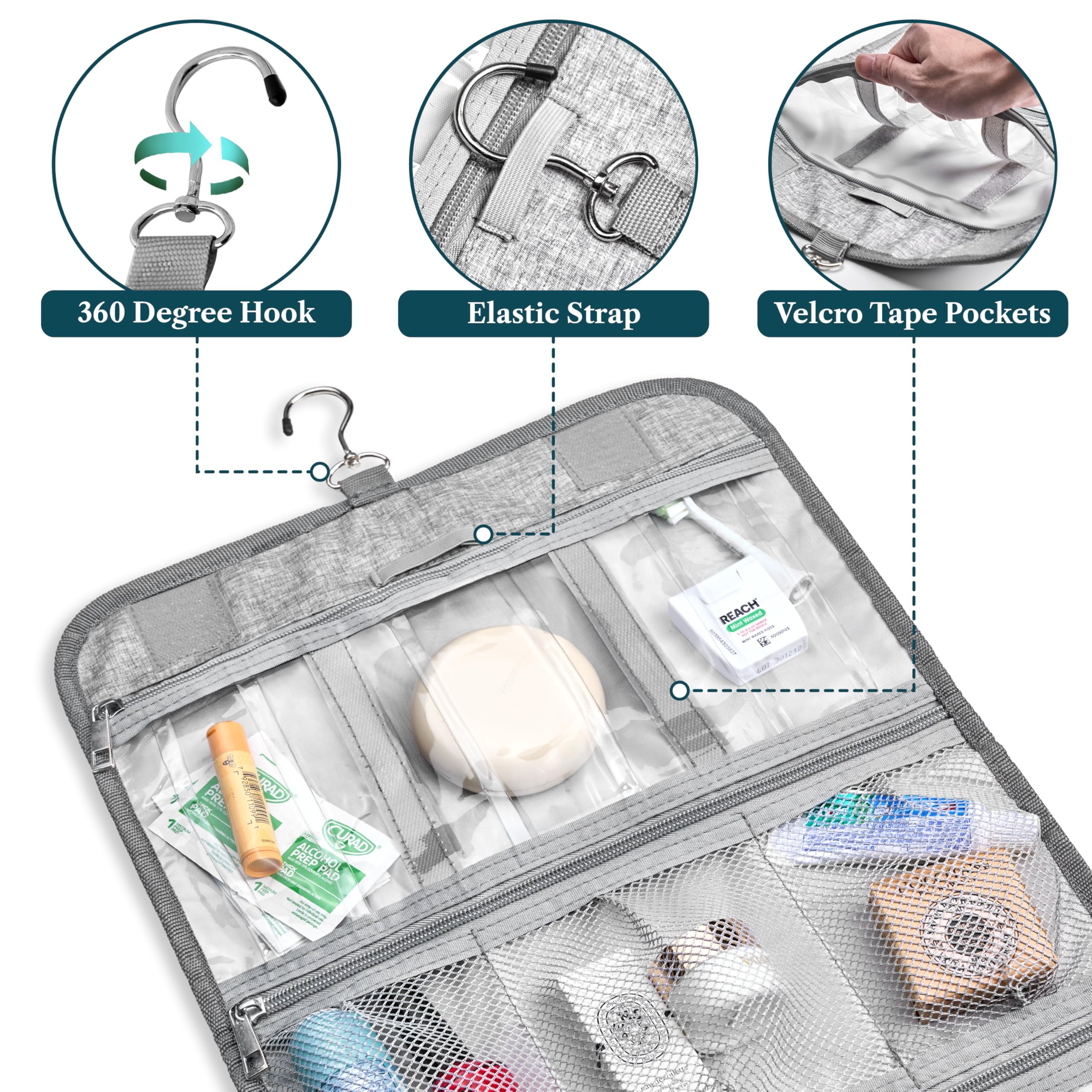 PAVILIA Hanging Toiletry Bag - Large Foldable Travel Kit, Waterproof & TSA-Ready
