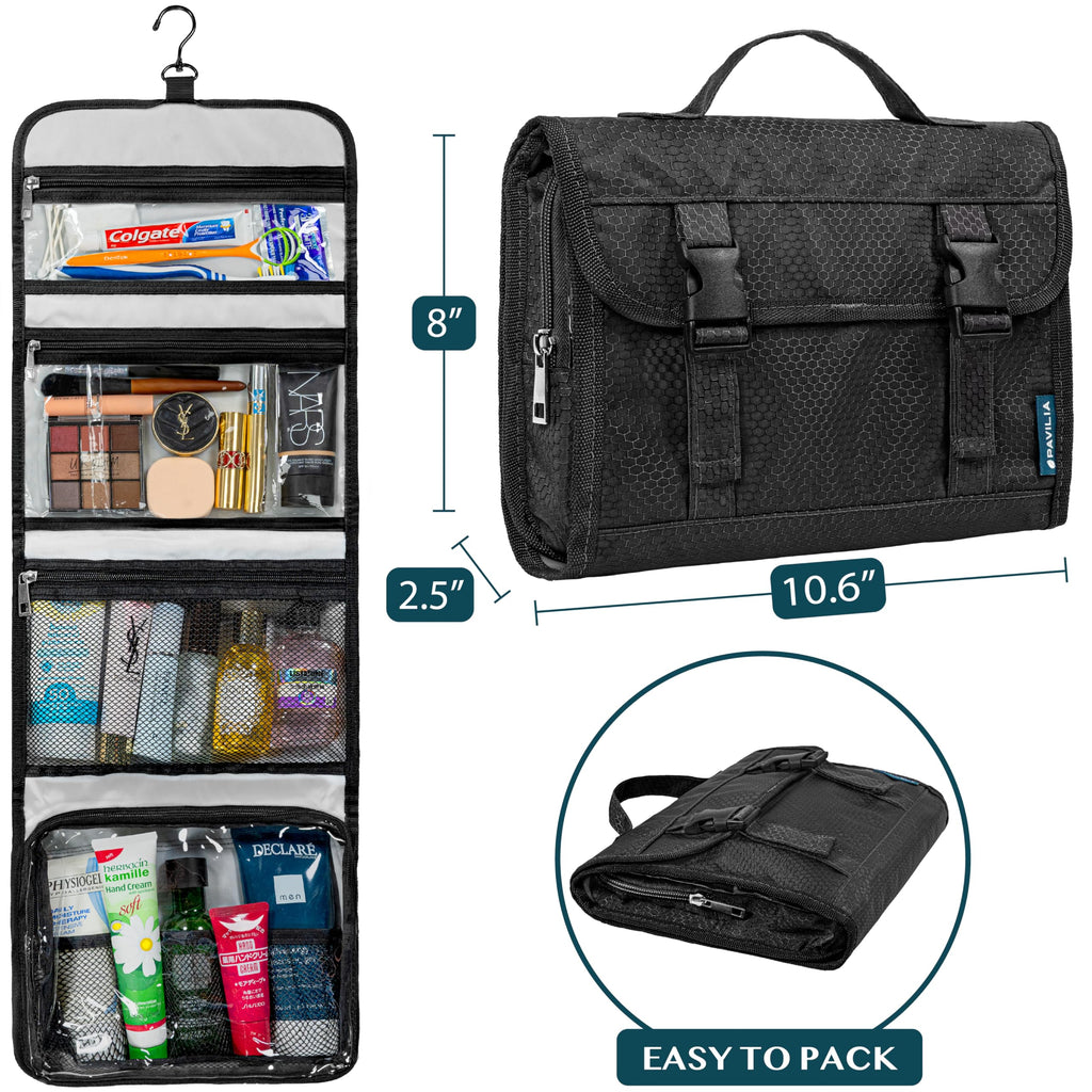 PAVILIA Travel Hanging Toiletry Bag – Extra Large, Waterproof Organizer