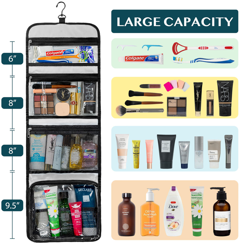 PAVILIA Travel Hanging Toiletry Bag – Extra Large, Waterproof Organizer