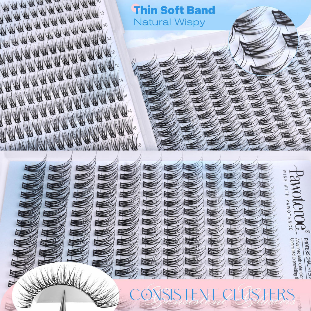 Pawotence Lash Clusters Kit – DIY 180pc Wispy Lashes (8-16mm)