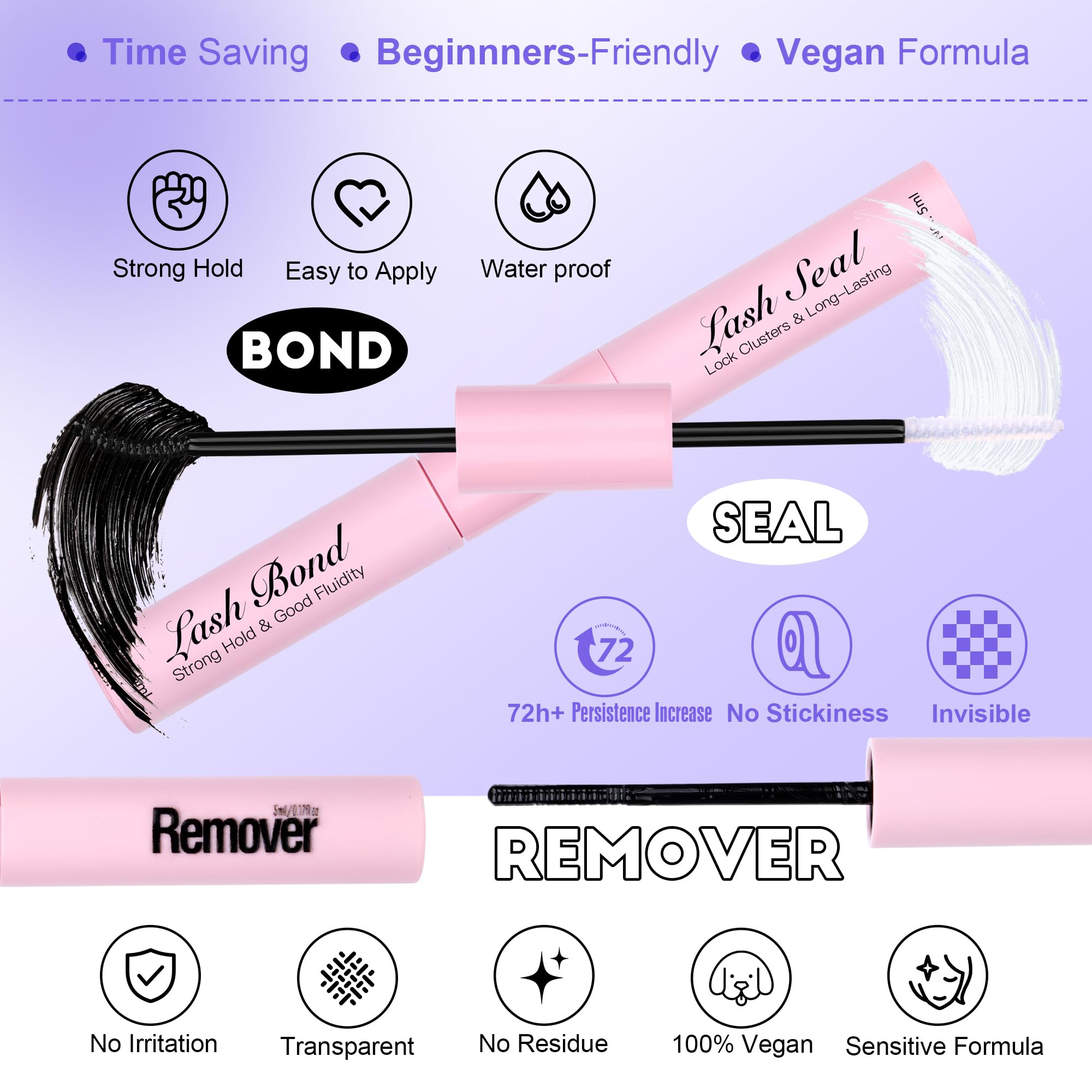 Pawotence Lash Extension Kit DIY 280pcs – 30D Clusters (8-15mm) with Bond & Seal, Remover & Tweezers