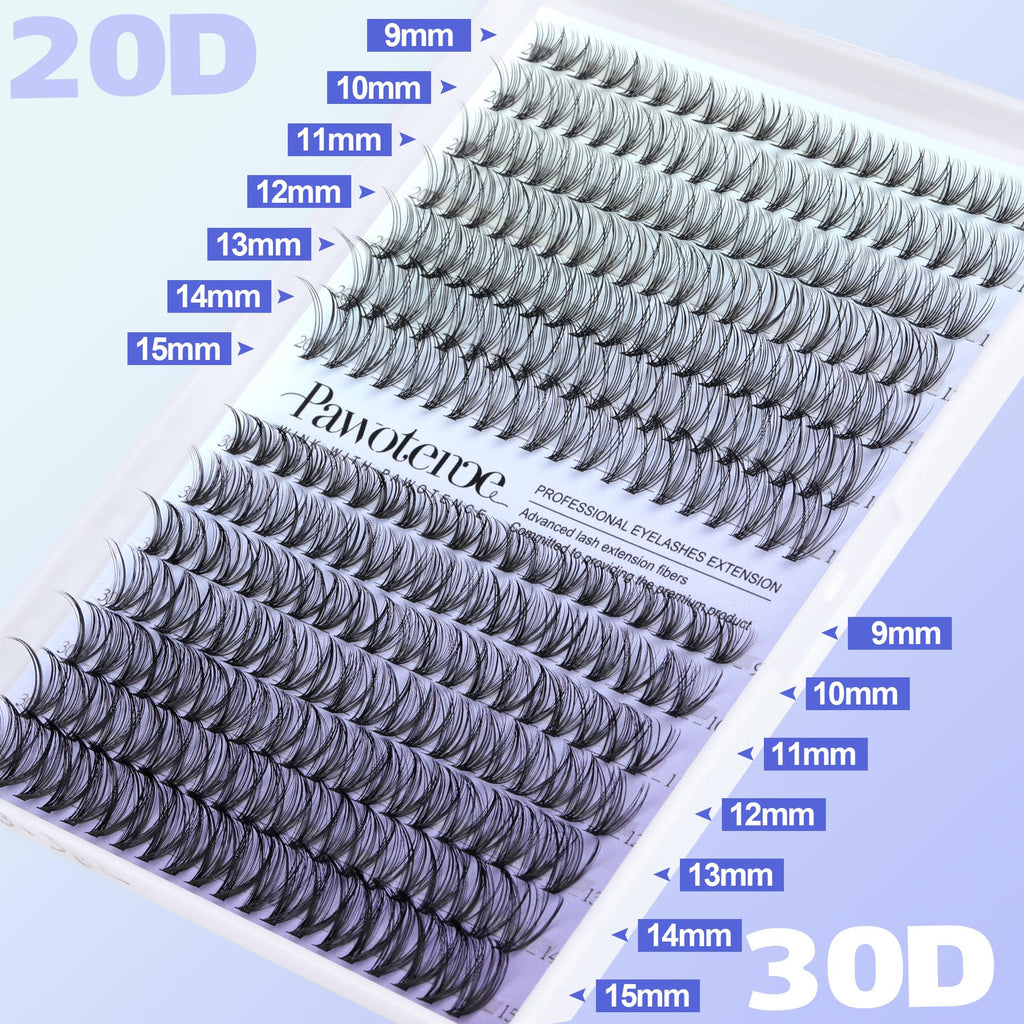 Pawotence Lash Extension Kit DIY 280pcs Clusters – 20D/30D, 9-15mm, Bond & Seal