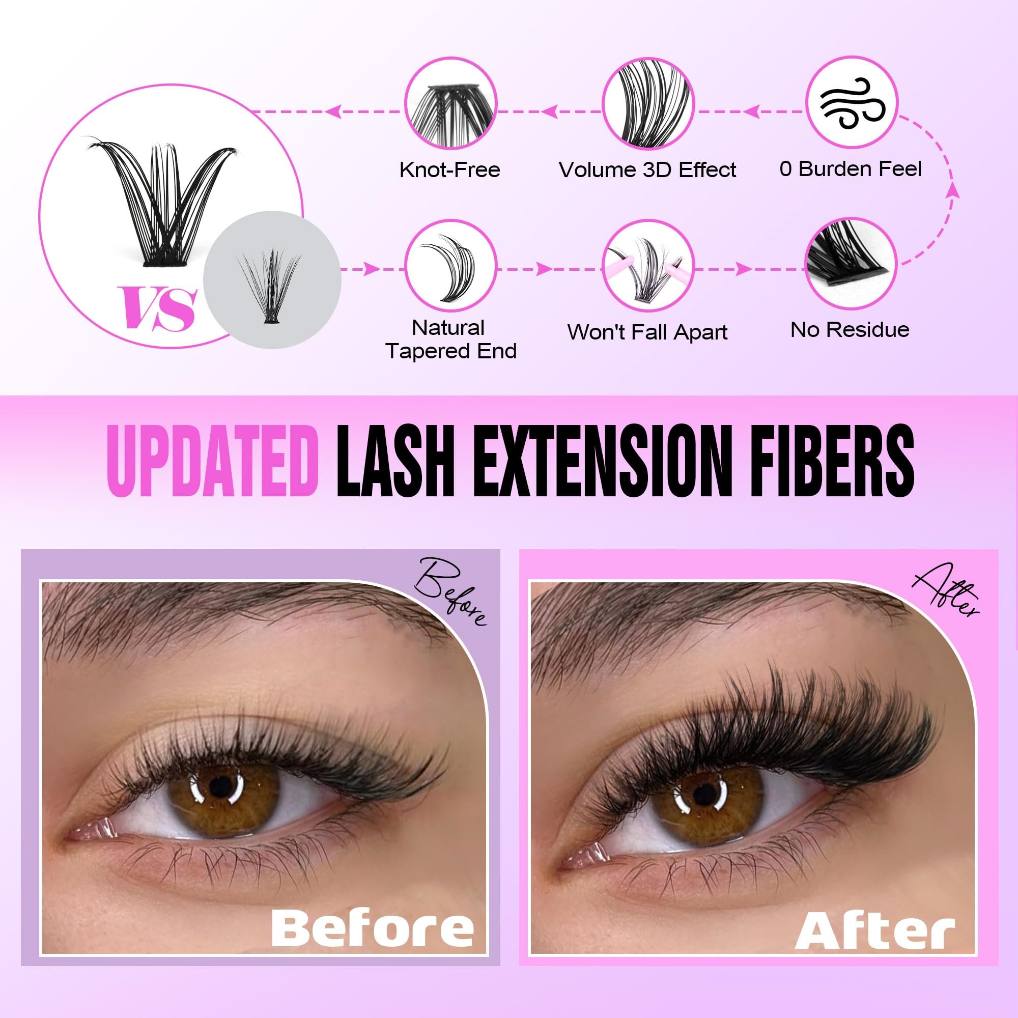 Pawotence Lash Extension Kit DIY 280pcs Clusters 30D/40D with Bond, Seal, Remover & Tweezers