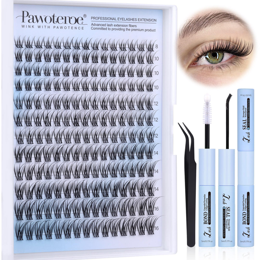 Pawotence Lash Clusters Kit – DIY 180pc Wispy Lashes (8-16mm)