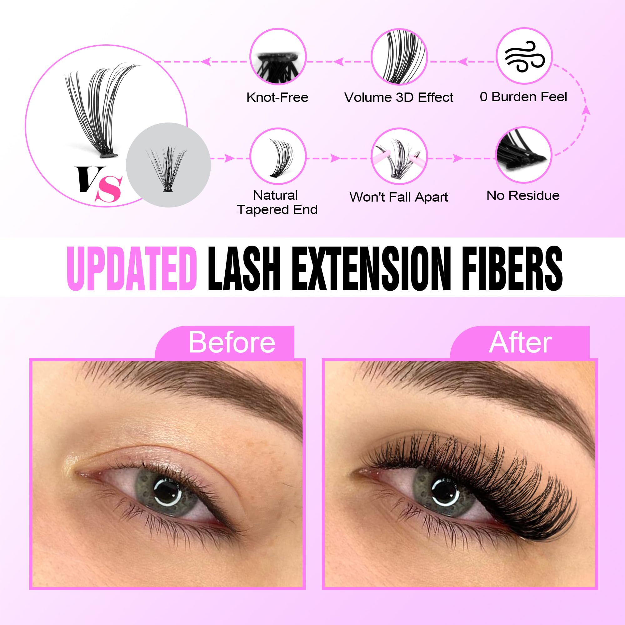 Pawotence Lash Extension Kit DIY 280pcs – 30D Clusters (8-15mm) with Bond & Seal, Remover & Tweezers