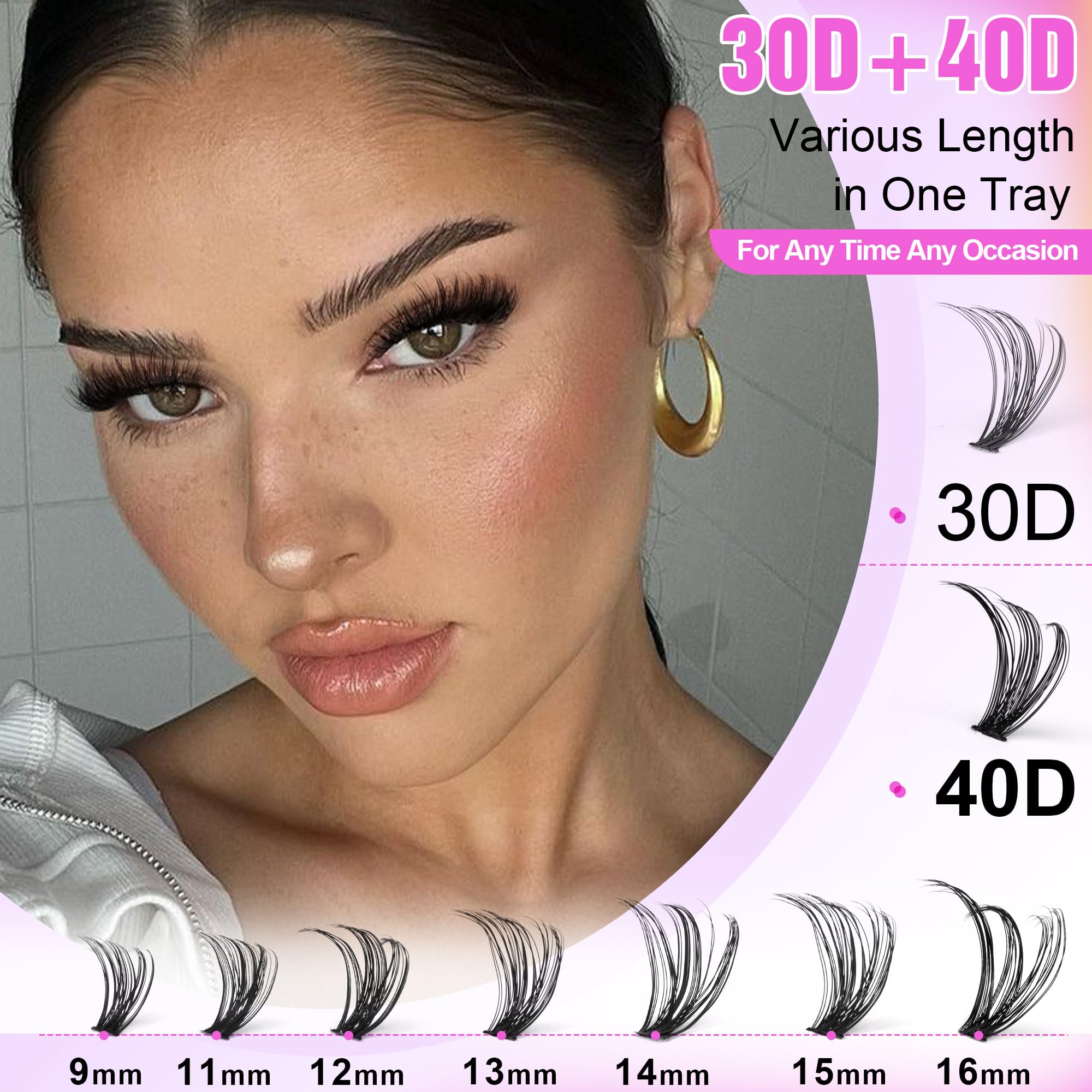 Pawotence Lash Extension Kit DIY 280pcs Clusters 30D/40D with Bond, Seal, Remover & Tweezers