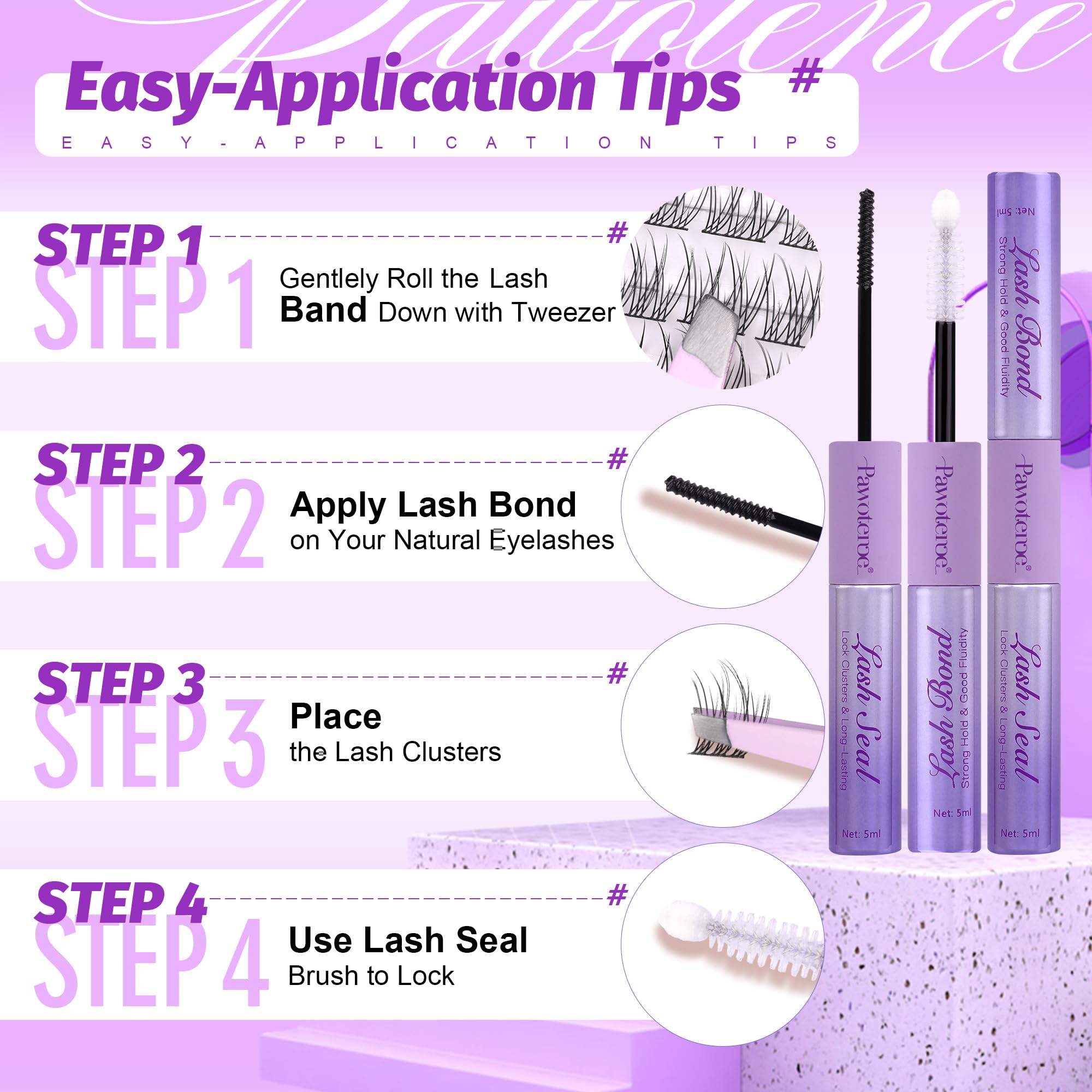 Pawotence Wispy Lash Clusters Kit – 180pcs DIY Cat Eye Extensions with Bond & Seal