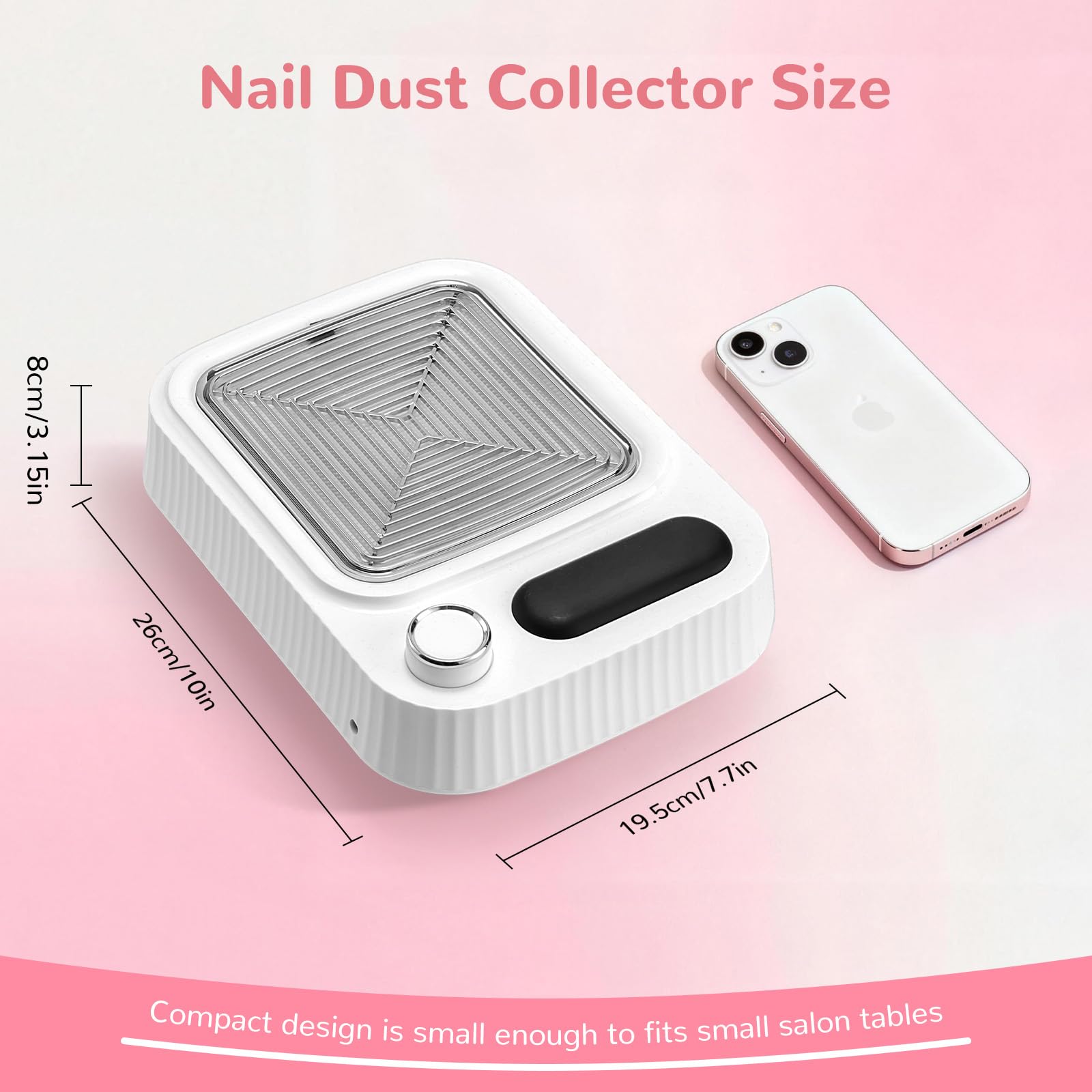 Paxato Nail Duster Collector – 4000RPM Dust Collector with Wrist Rest & 0–100% Adjustable Suction