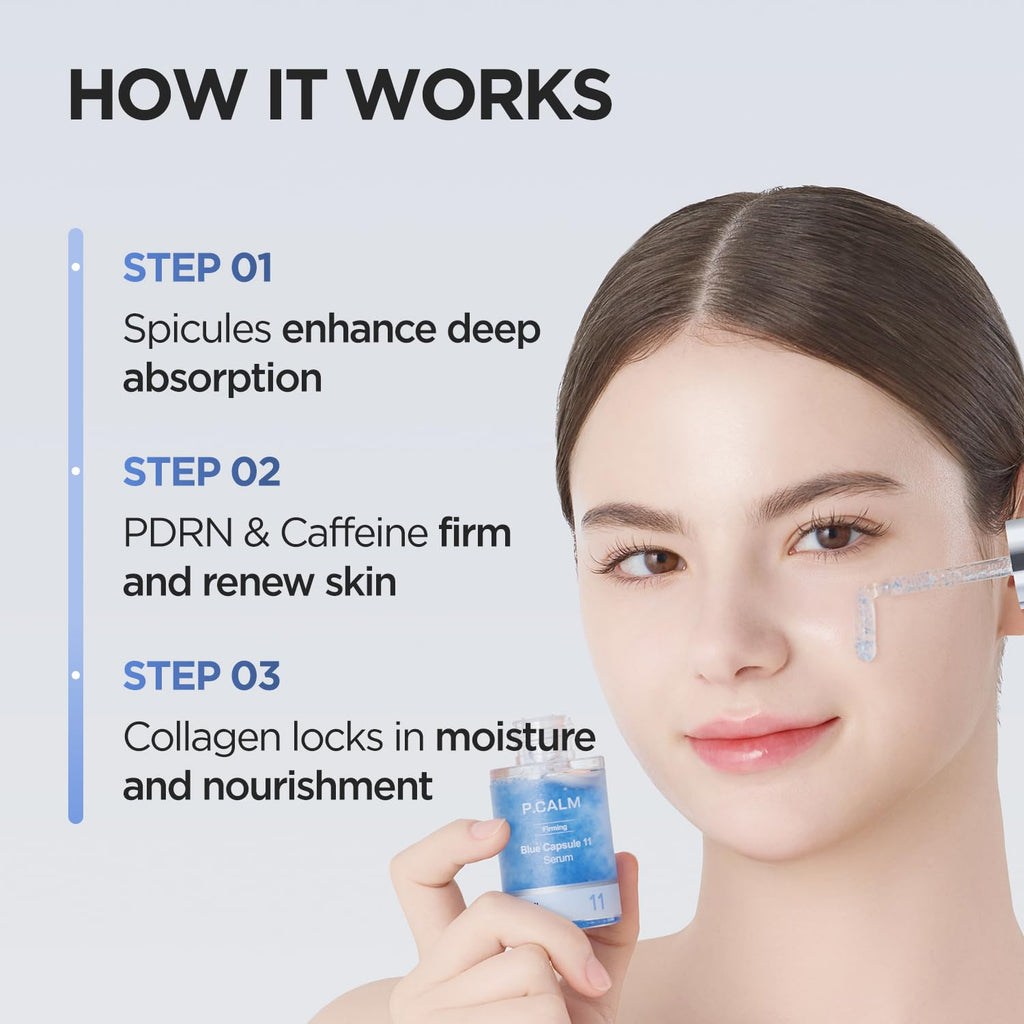 P.CALM Blue Capsule 11 Serum – PDRN + Caffeine for Hydration & Radiance (30ml)