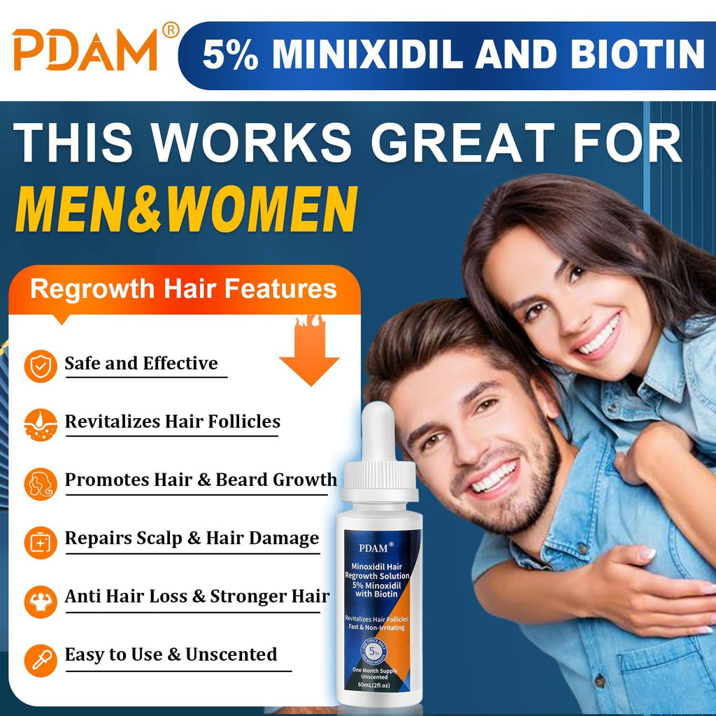 Pdam Minoxidil 5% Hair Growth Serum for Men & Women – 6 oz