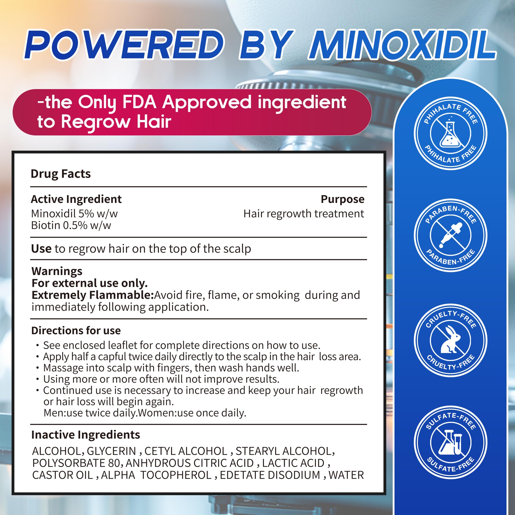 Pdam 5% Minoxidil Foam for Men & Women – Hair Growth Treatment (2 x 2.11 oz)