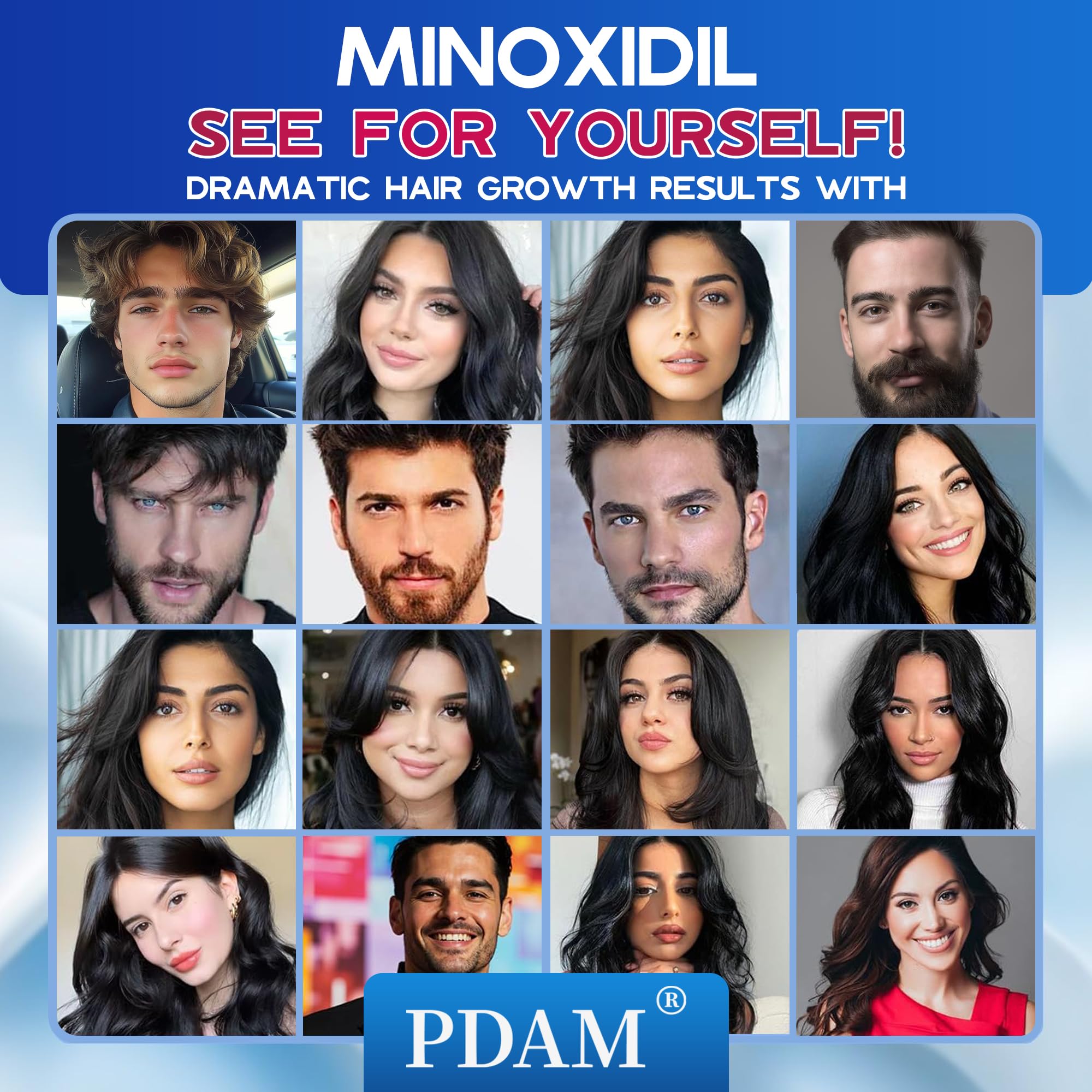 Pdam 5% Minoxidil Foam for Men & Women – Hair Growth Treatment (2 x 2.11 oz)