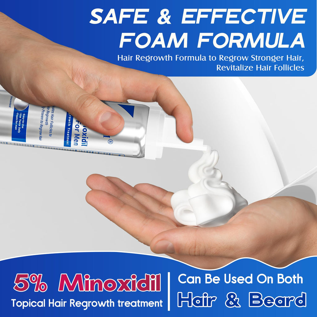 Pdam 5% Minoxidil Foam for Men & Women – Hair Growth Treatment (2 x 2.11 oz)
