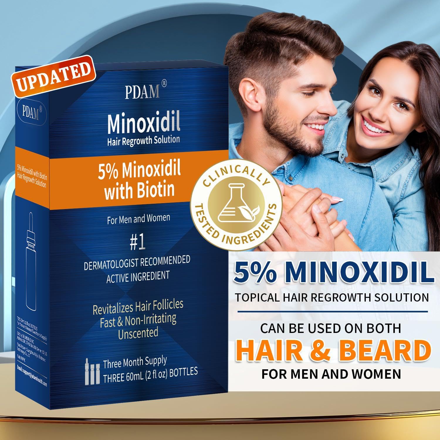 Pdam Minoxidil 5% Hair Growth Serum for Men & Women – 6 oz