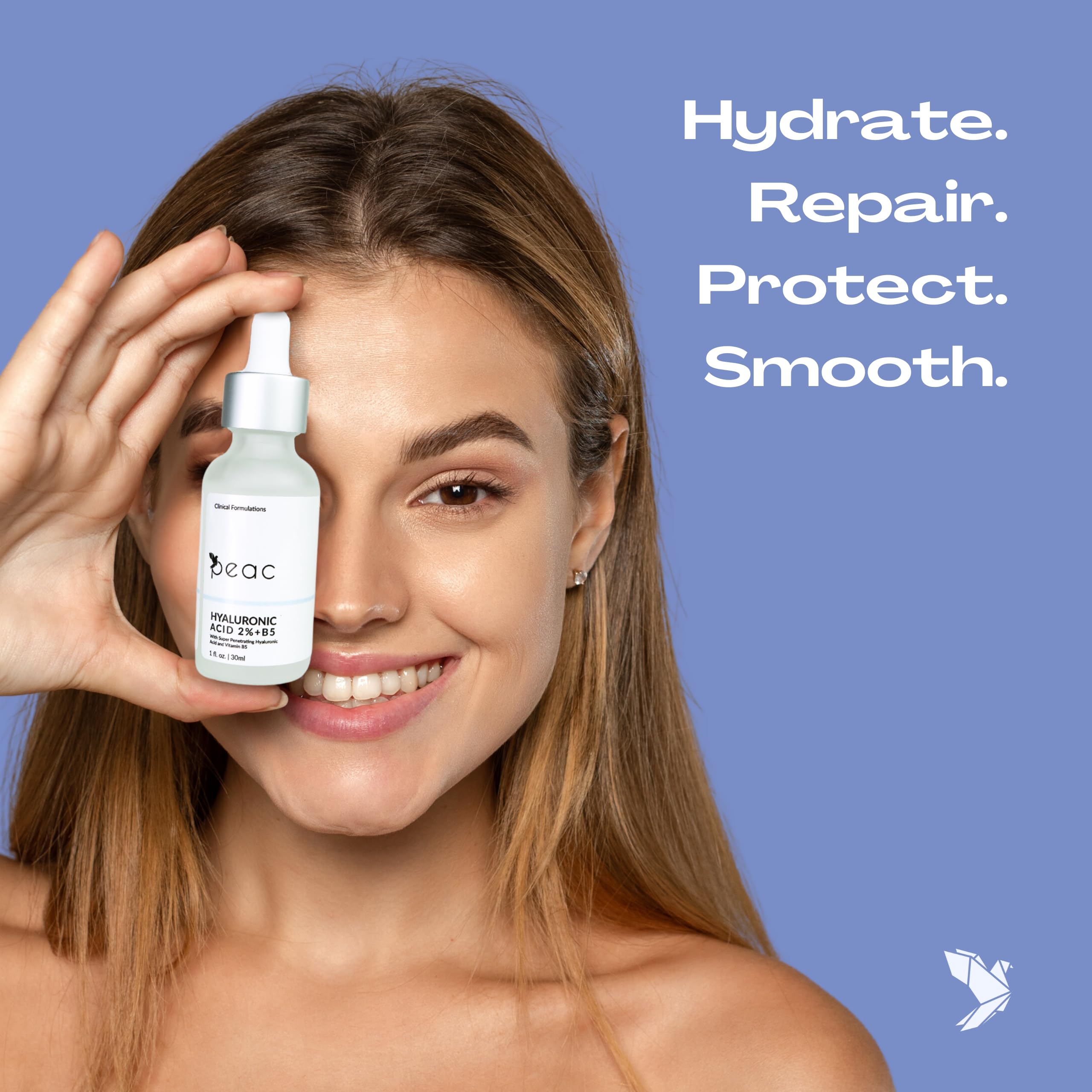 Peac Hyaluronic Acid 2% + B5 Serum – USA Made, Fragrance Free, Lightweight Hydration