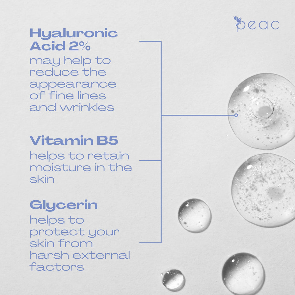 Peac Hyaluronic Acid 2% + B5 Serum – USA Made, Fragrance Free, Lightweight Hydration