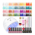 PEACECOLOR 38Pcs Gel Nail Kit with UV Light – 20 Colors, Top & Base Coats