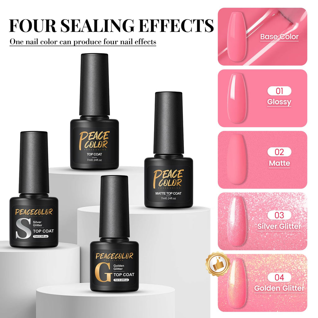 PEACECOLOR 38Pcs Gel Nail Kit with UV Light – 20 Colors, Top & Base Coats