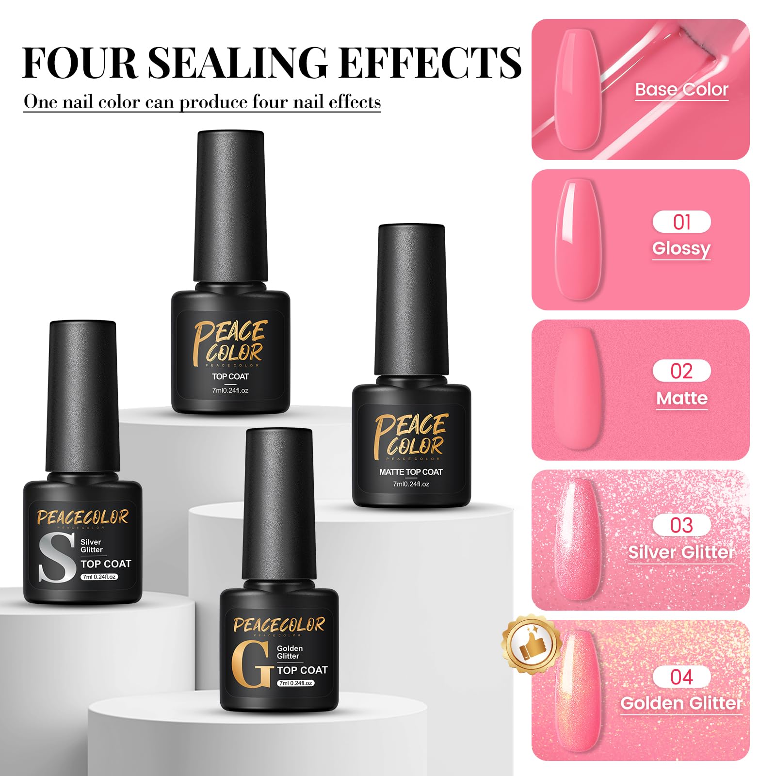 PEACECOLOR 38Pcs Gel Nail Kit with UV Light – 20 Colors, Top & Base Coats