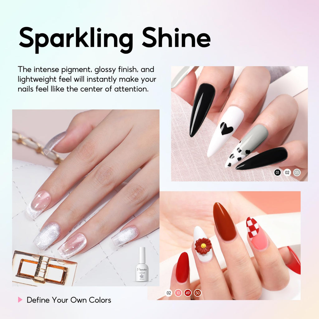PEACECOLOR 38Pcs Gel Nail Kit with UV Light – 20 Colors, Top & Base Coats