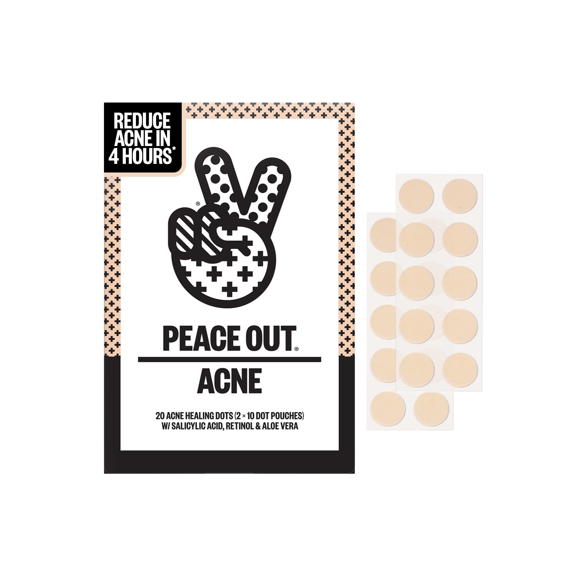 Peace Out Acne Healing Dots – Fast-Acting Pimple Patches with Salicylic Acid & Retinol (20 Count)