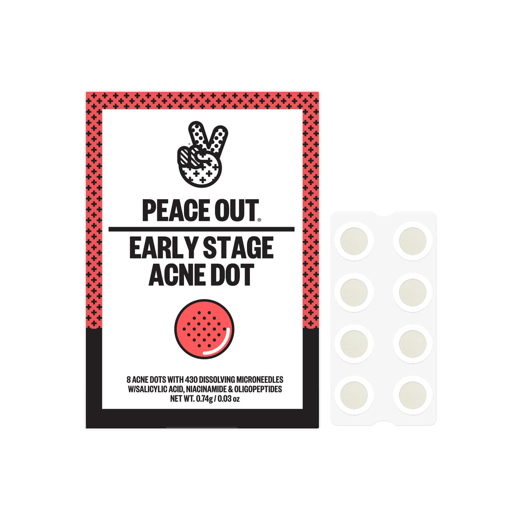 PEACE OUT Early Stage Acne Dots | Hydrocolloid Patches with Dissolving Microneedles & Salicylic Acid, 8 Count