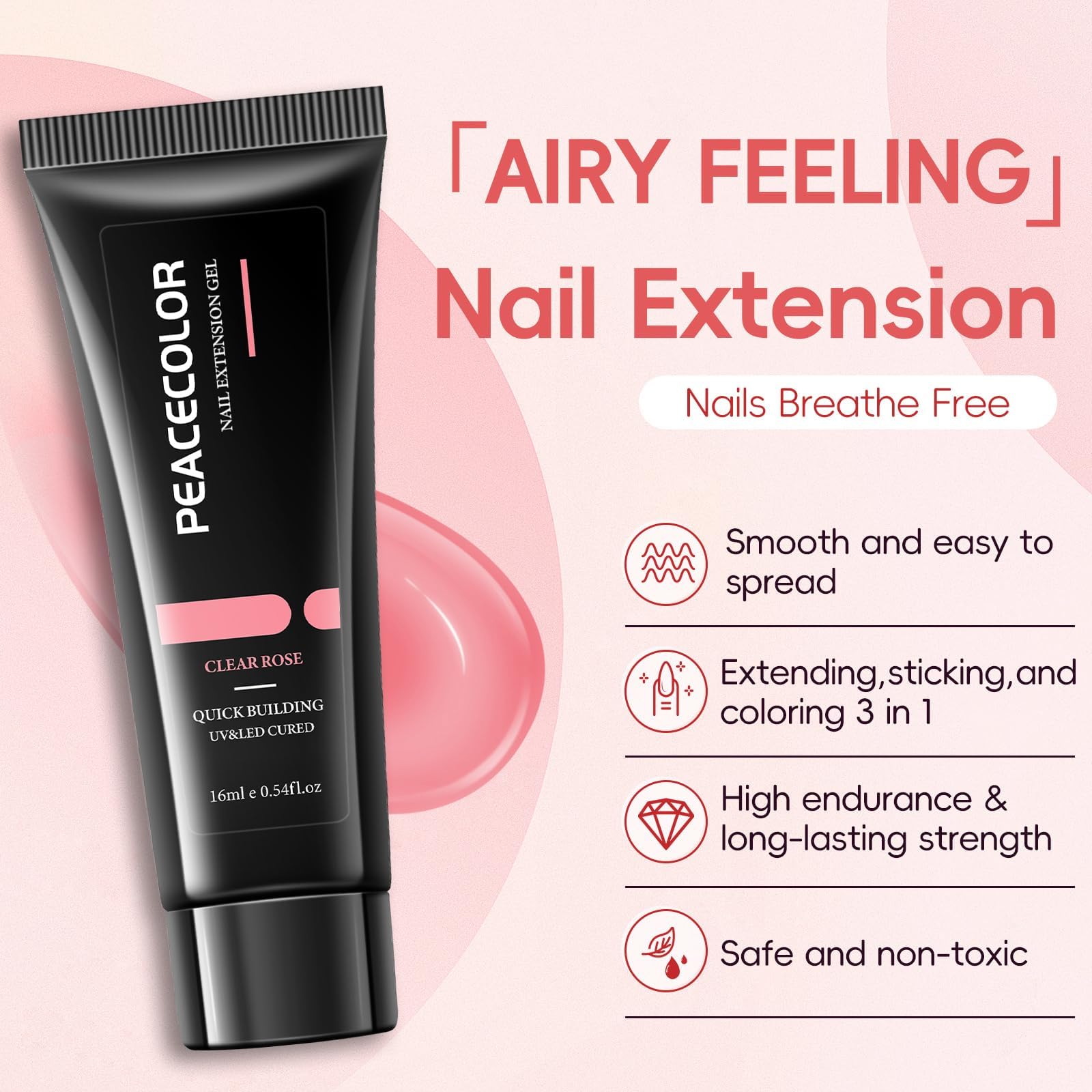 PEACECOLOR Poly Nail Gel Kit — 15 Colors, Mini Lamp, All-in-One DIY Salon Kit