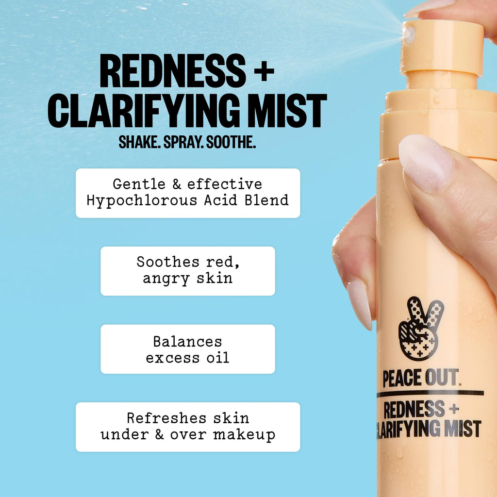 PEACE OUT Redness + Clarifying Mist — Hypochlorous Facial Spray for Acne-Prone Skin