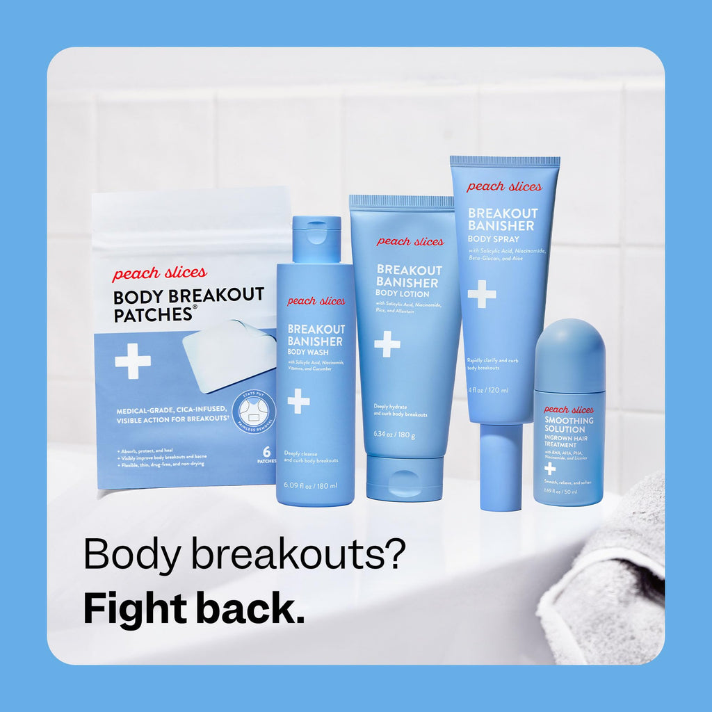 Peach Slices Body Breakout Patches (6 ct) – Overnight Hydrocolloid Patch with Cica, Hypoallergenic & Cruelty-Free