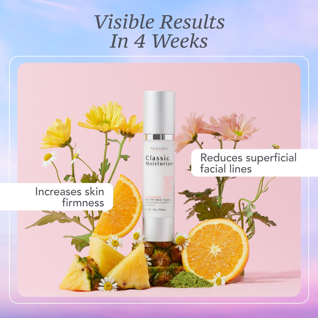 Peaches Skin Care Hydrating Vegan Moisturizer with Vitamin E, Gotu Kola & Pineapple – Daily Face Cream 1.7 oz