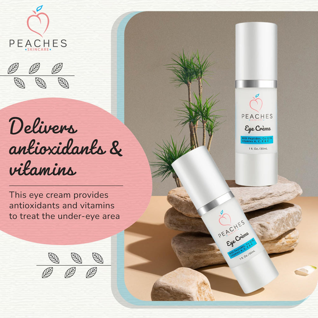 Peaches Skin Care Under Eye Cream – Target Puffiness, Dark Circles & Bags (Vegan)