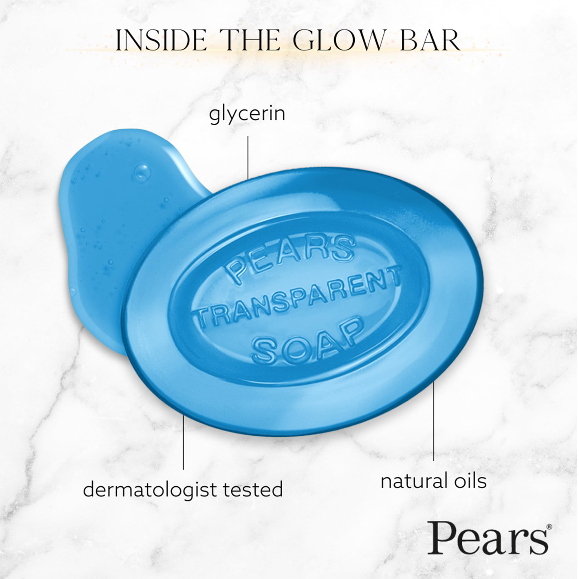 Pears Glycerin Soap with Mint Extract – Transparent Blue, 12-Pack