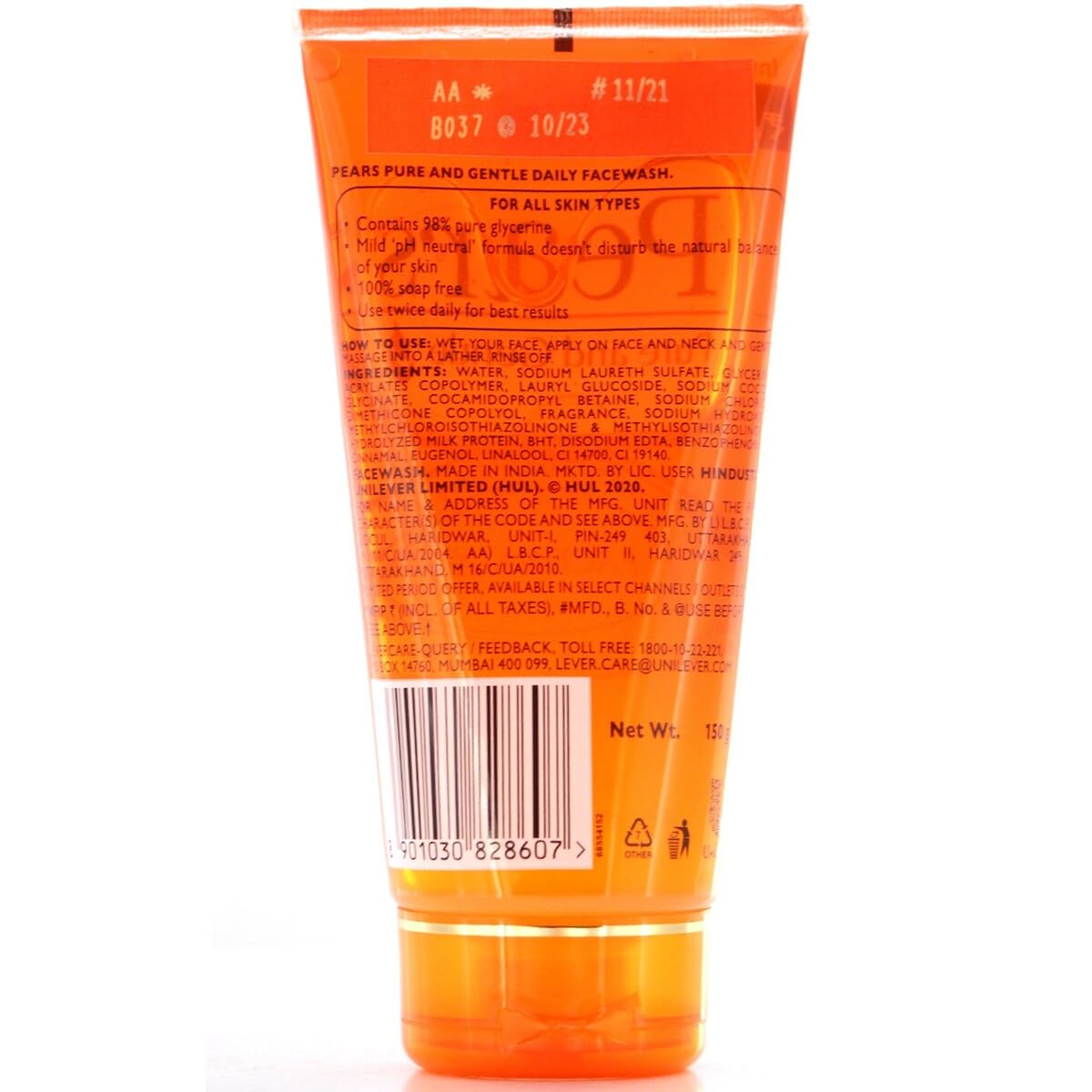 Pears Pure & Gentle Face Ultra Mild – 150ml, 100% Soap Free Face Wash