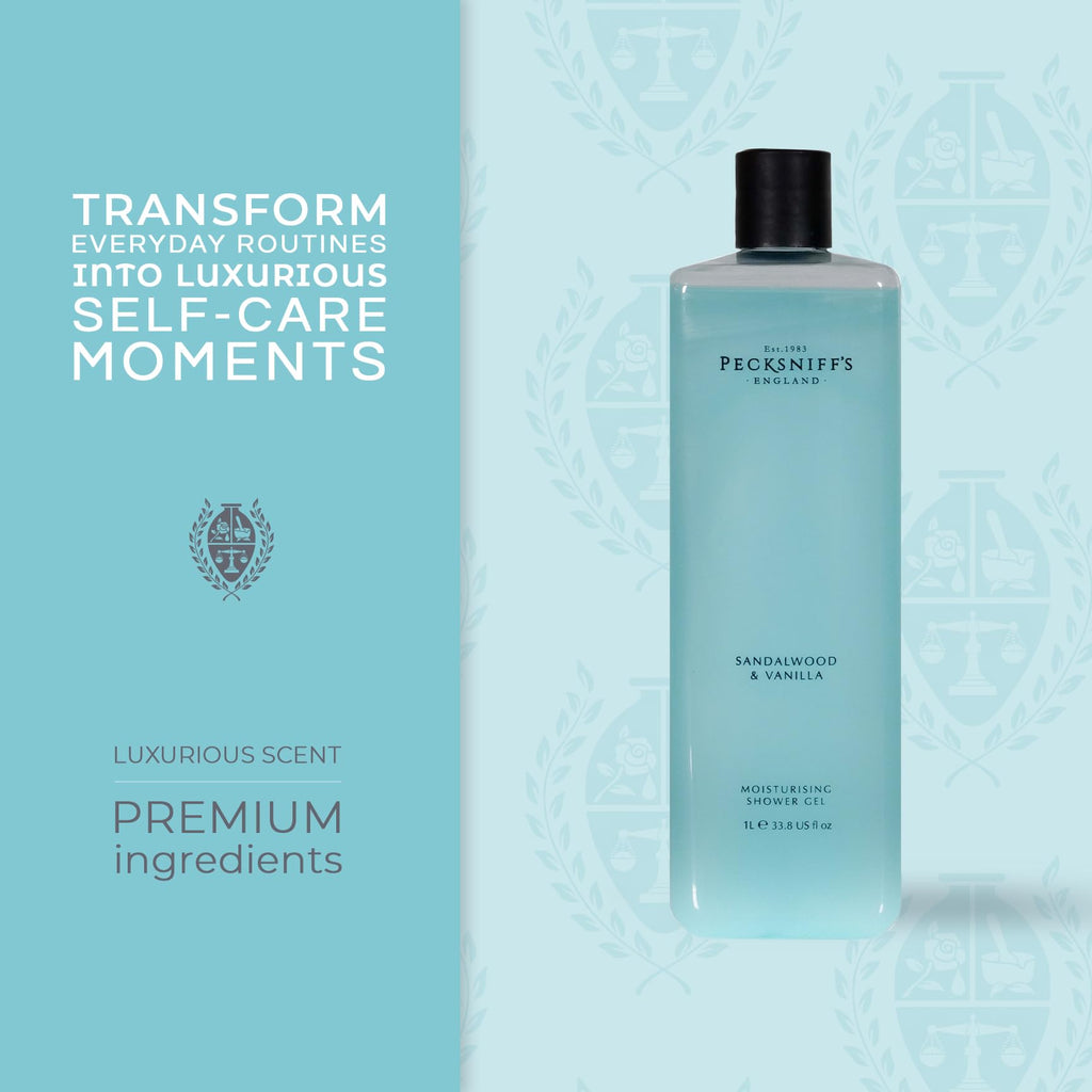Pecksniff's 1L Shower Gel (CORE) Sandalwood Vanilla – Spa-Like Hydration