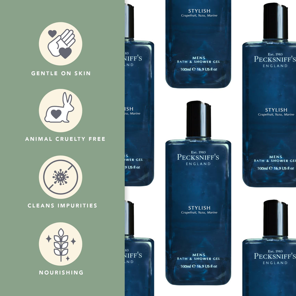 Pecksniff's Men's Luxurious Moisturizing Bath & Shower Gel – Stylish