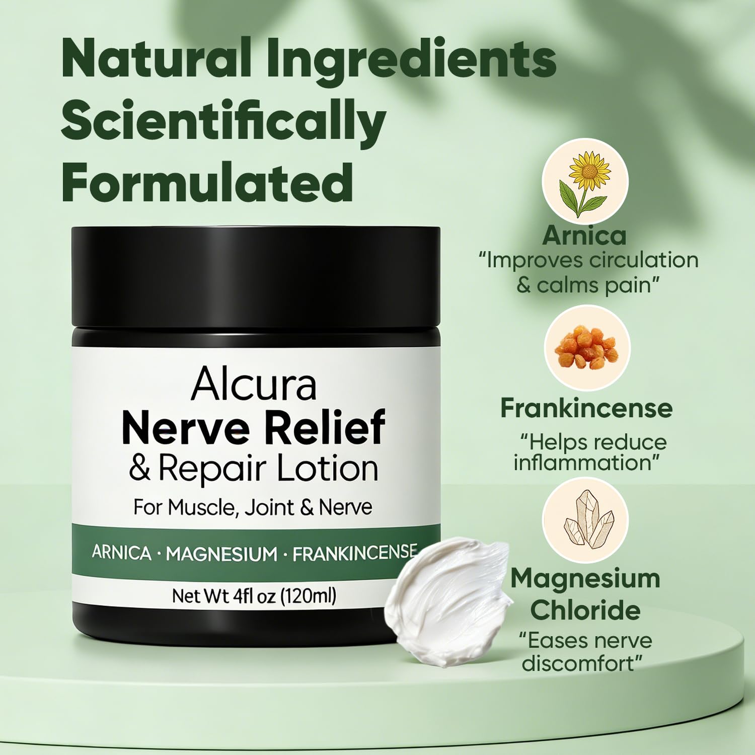 Peehss Alcura Nerve Cream – Arnica & Magnesium for Daily Nerve Comfort, 4 oz