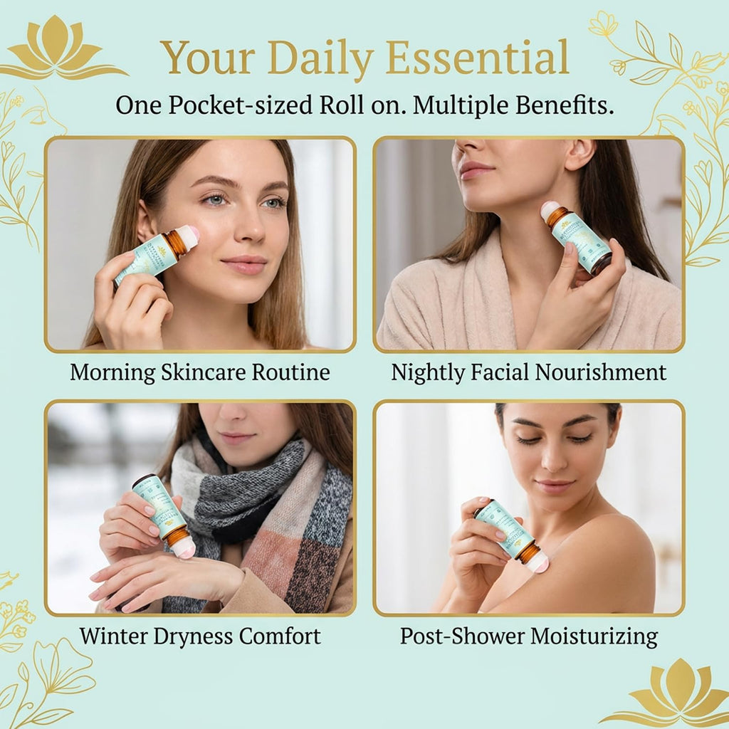Peehss Frankincense & Castor Oil Rose Quartz Roller – Organic Face Roller (1.7 fl oz)