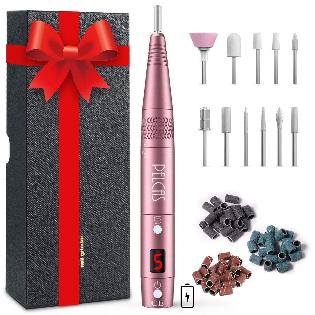PEL-CAS Cordless Electric Nail Drill Kit – 20000RPM, 5 Speeds, LCD Display, 11 Attachments